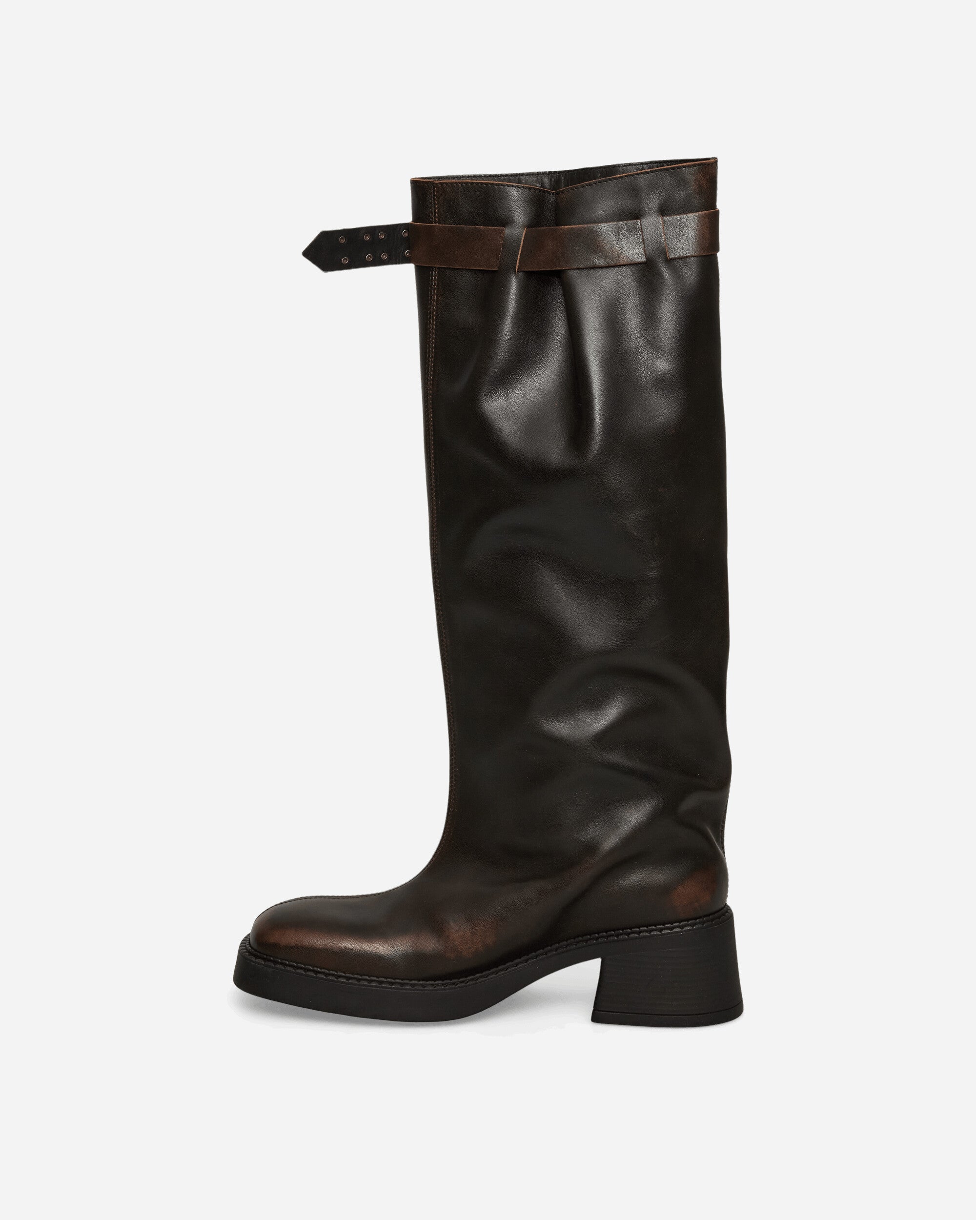 Miista Wmns Kristel Brown Tall Boots Brushed Brown Boots Biker Boots E8-3995 BRSHDBRWN