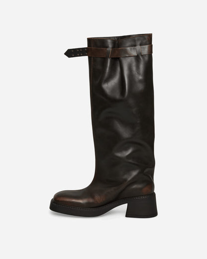 Miista Wmns Kristel Brown Tall Boots Brushed Brown Boots Biker Boots E8-3995 BRSHDBRWN