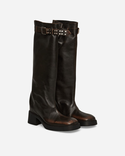Miista Wmns Kristel Brown Tall Boots Brushed Brown Boots Biker Boots E8-3995 BRSHDBRWN