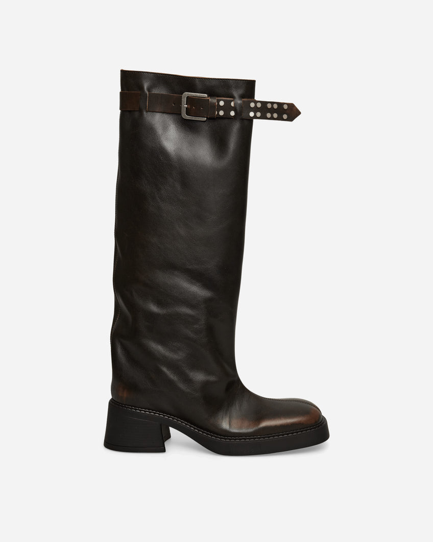 Miista Wmns Kristel Brown Tall Boots Brushed Brown Boots Biker Boots E8-3995 BRSHDBRWN