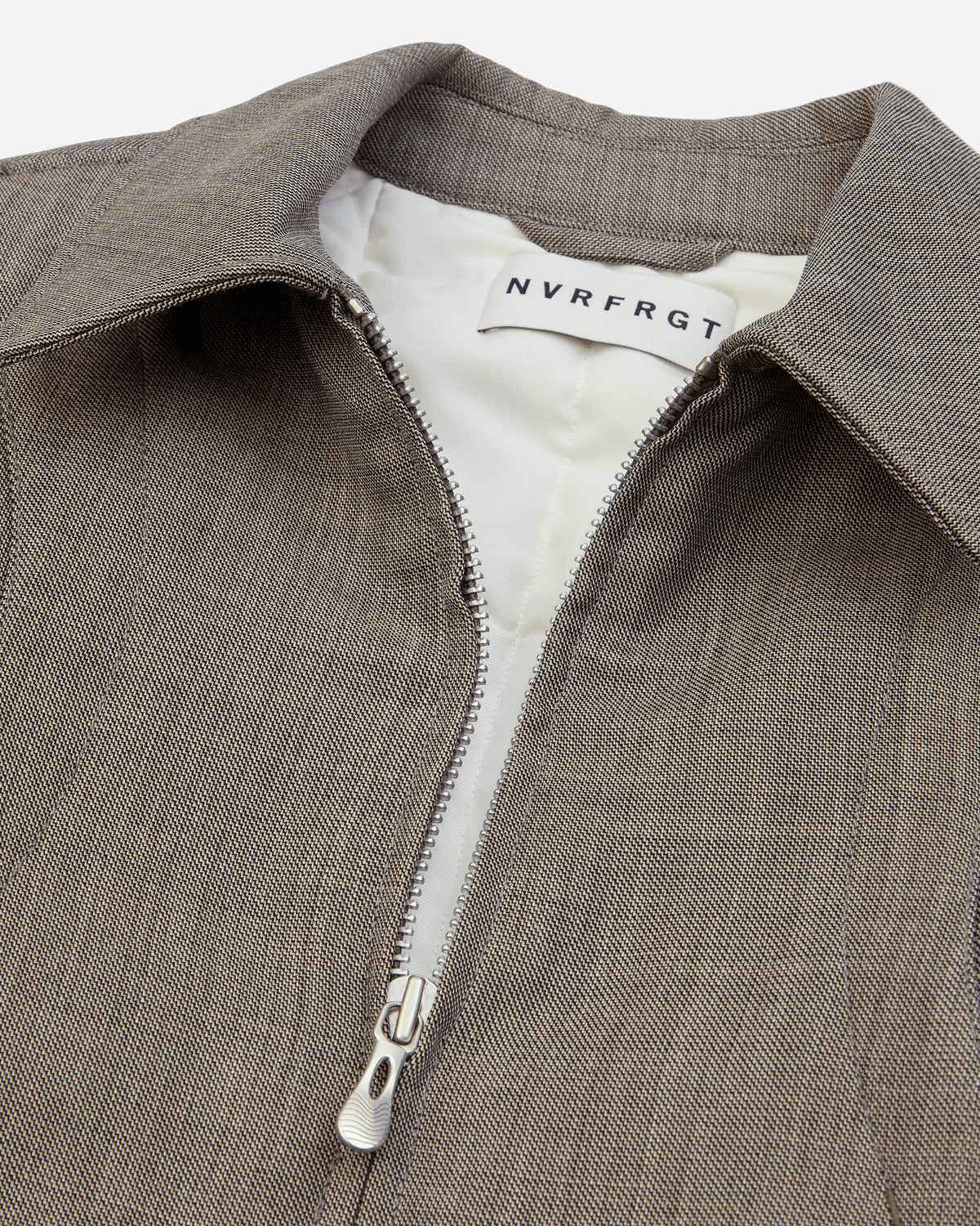NVRFRGT Zip Up Padded Short Bomber Jacket Taupe Melange Coats and Jackets Bomber Jackets NF262J02 TAUPE MELANGE