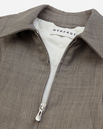 NVRFRGT Zip Up Padded Short Bomber Jacket Taupe Melange Coats and Jackets Bomber Jackets NF262J02 TAUPE MELANGE