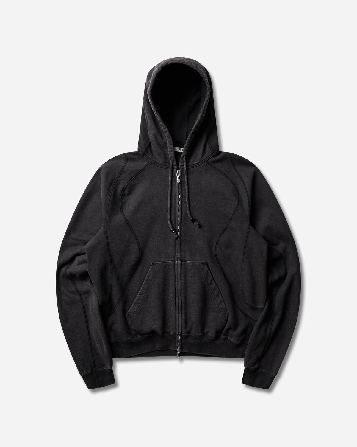 NVRFRGT Paneled Zip Up Hoodie Faded Black Sweatshirts Zip-Ups NF262T02 FADED BLACK