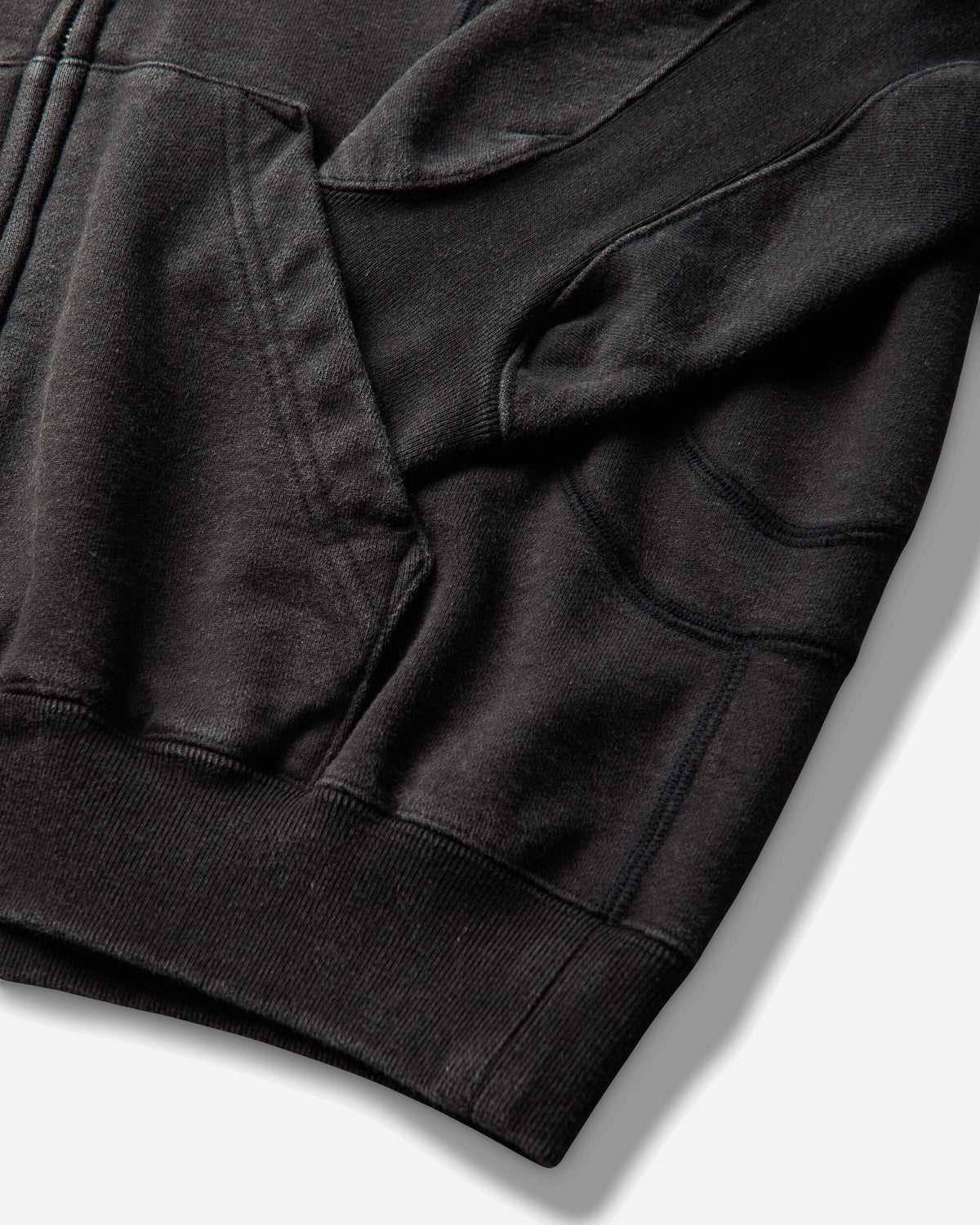 NVRFRGT Paneled Zip Up Hoodie Faded Black Sweatshirts Zip-Ups NF262T02 FADED BLACK
