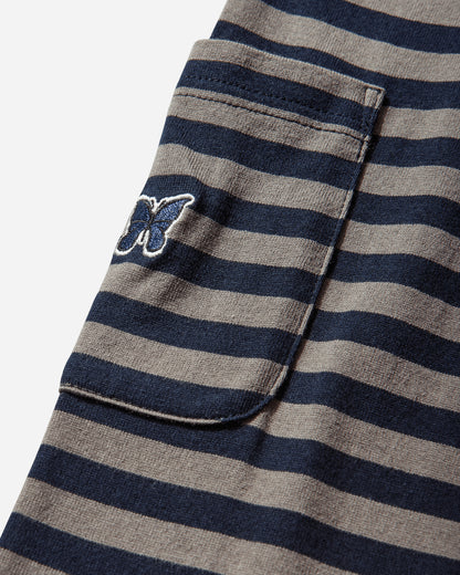 Needles Ls Crew Neck Tee Cotton Stripe Jersey B/Navy/Mocha T-Shirts Longsleeve SX445 101487931