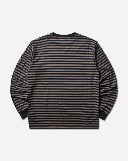 Needles Ls Crew Neck Tee Cotton Stripe Jersey B/Navy/Mocha T-Shirts Longsleeve SX445 101487931