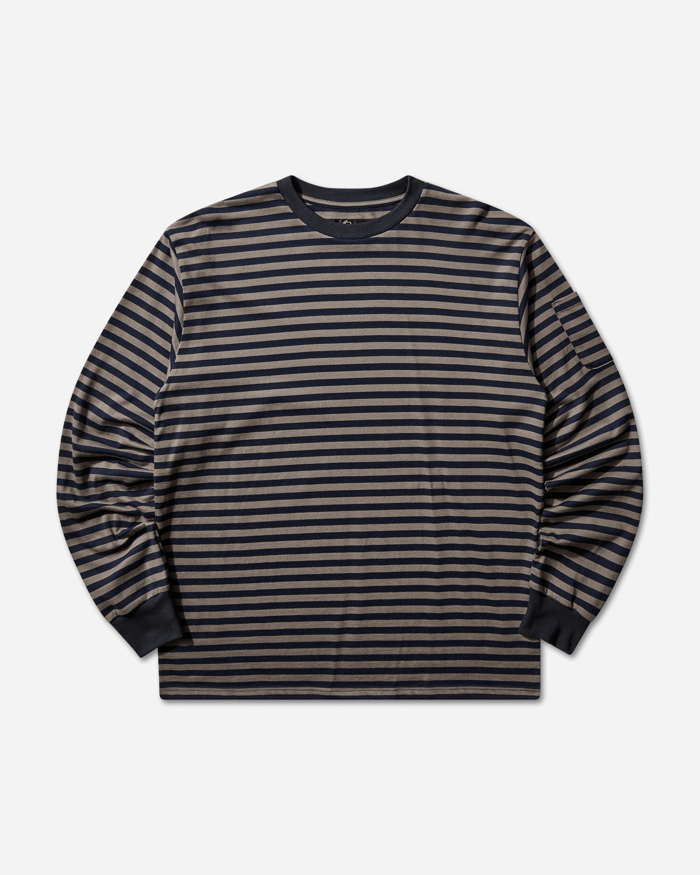 Needles Ls Crew Neck Tee Cotton Stripe Jersey B/Navy/Mocha T-Shirts Longsleeve SX445 101487931