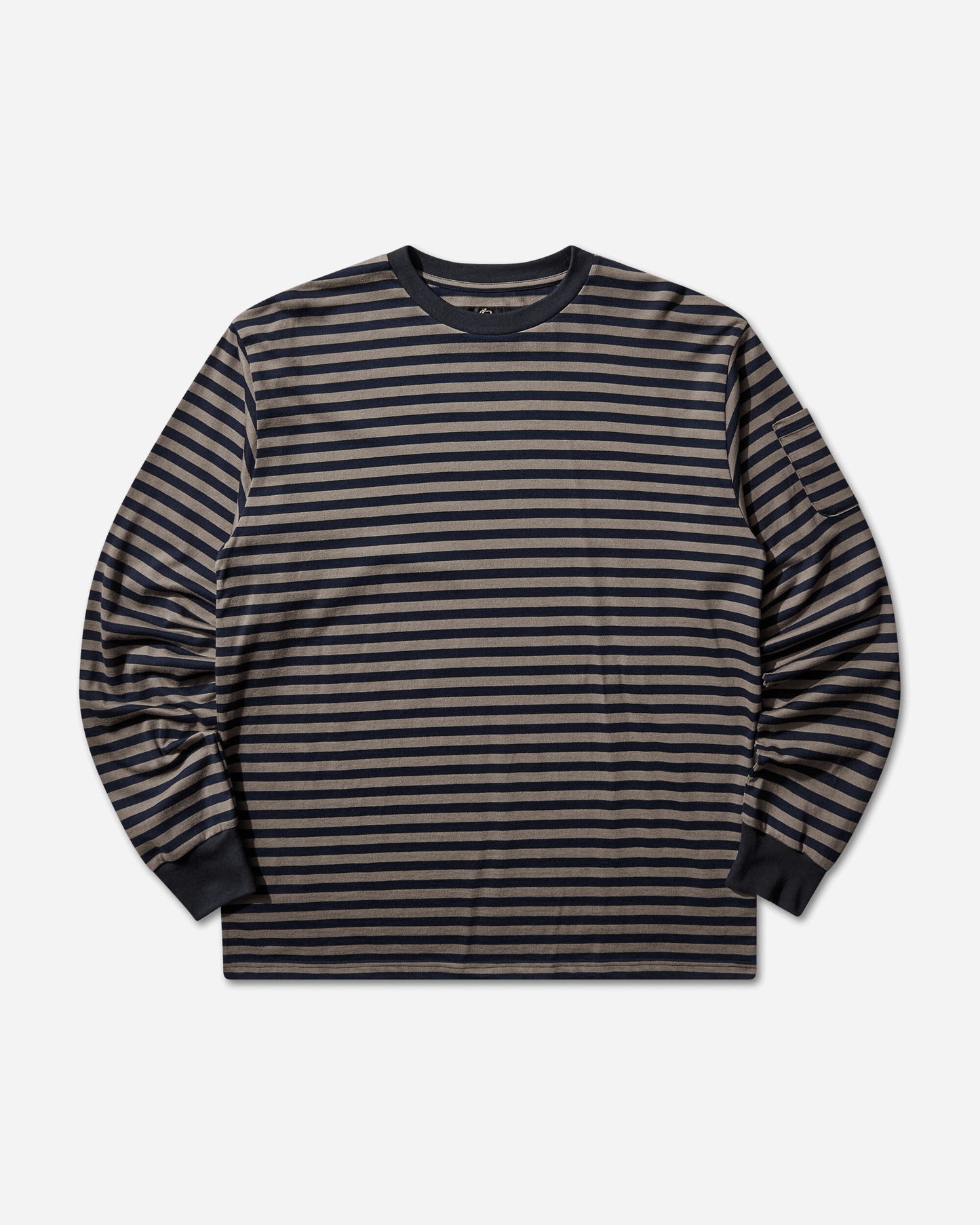 Needles Ls Crew Neck Tee Cotton Stripe Jersey B/Navy/Mocha T-Shirts Longsleeve SX445 101487931