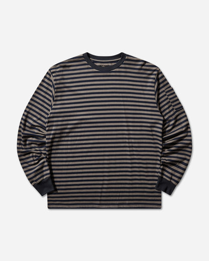 Needles Ls Crew Neck Tee Cotton Stripe Jersey B/Navy/Mocha T-Shirts Longsleeve SX445 101487931
