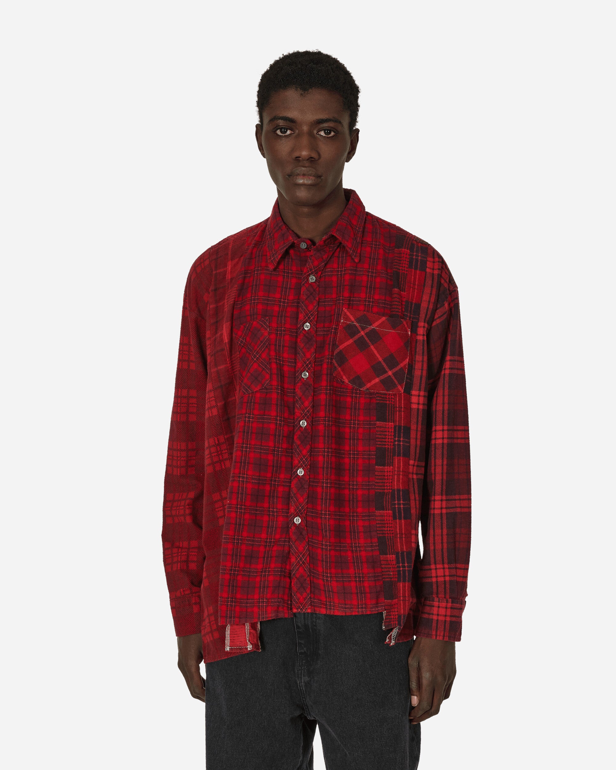 Needles 7 Cuts Flannel Wide Shirt Over Dye Red Slam Jam® Official Store