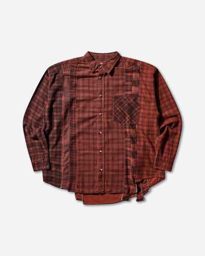 Needles Flannel Shirt  7 Cuts Shirt  Over Dye A Red A Shirts Longsleeve Shirt RW394 RED