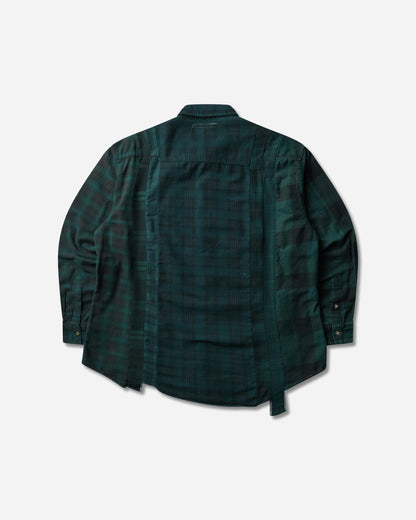 Needles Flannel Shirt Cuts Shirt Over Dye Dk Green Shirts Longsleeve Shirt TY456 Dk Green