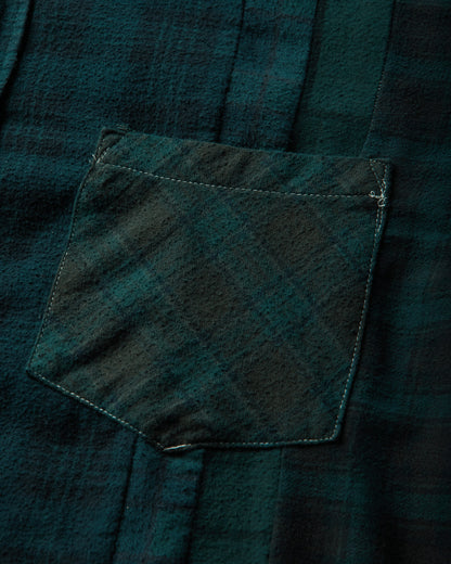 Needles Flannel Shirt Cuts Shirt Over Dye Dk Green Shirts Longsleeve Shirt TY456 Dk Green