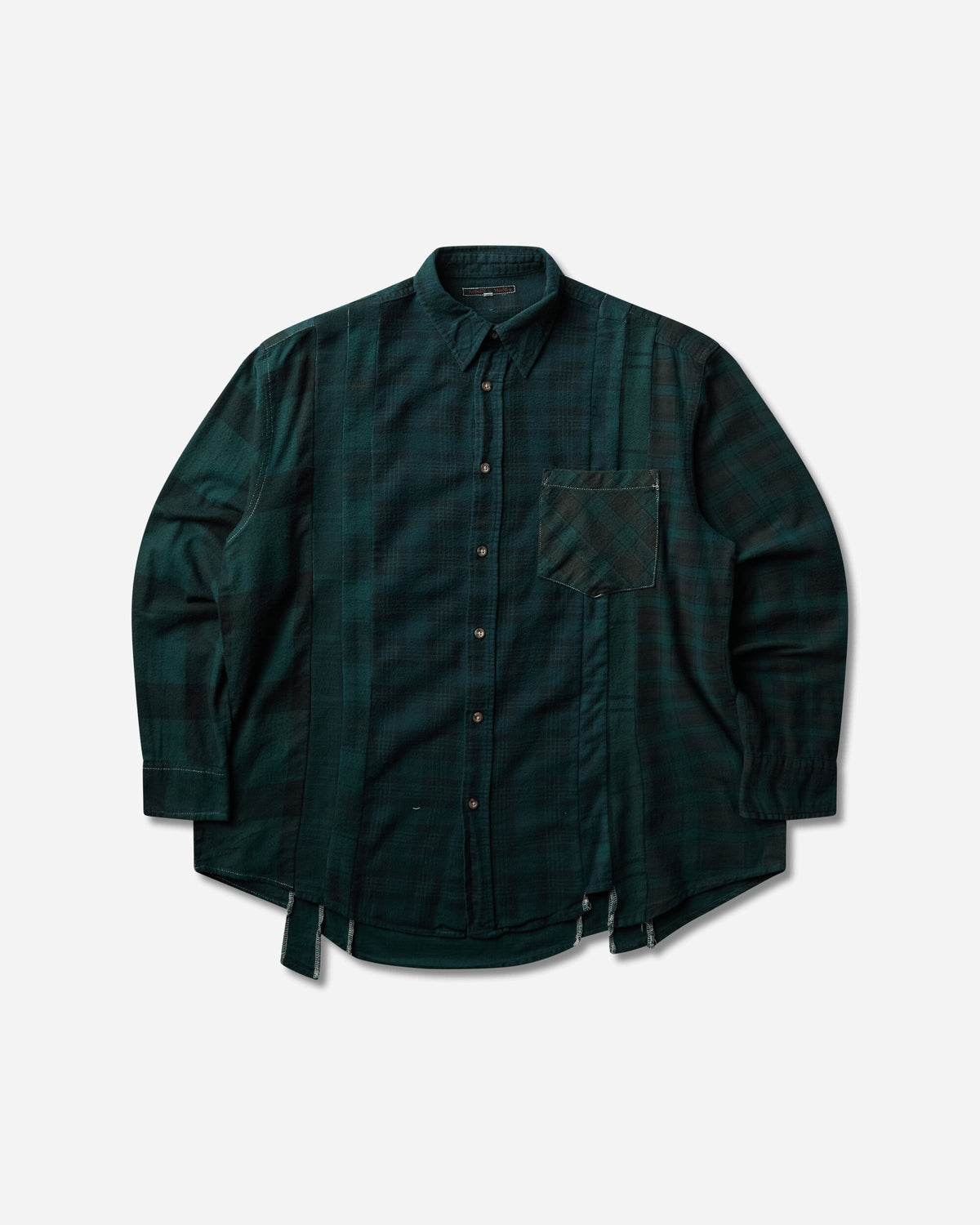Needles Flannel Shirt Cuts Shirt Over Dye Dk Green Shirts Longsleeve Shirt TY456 Dk Green