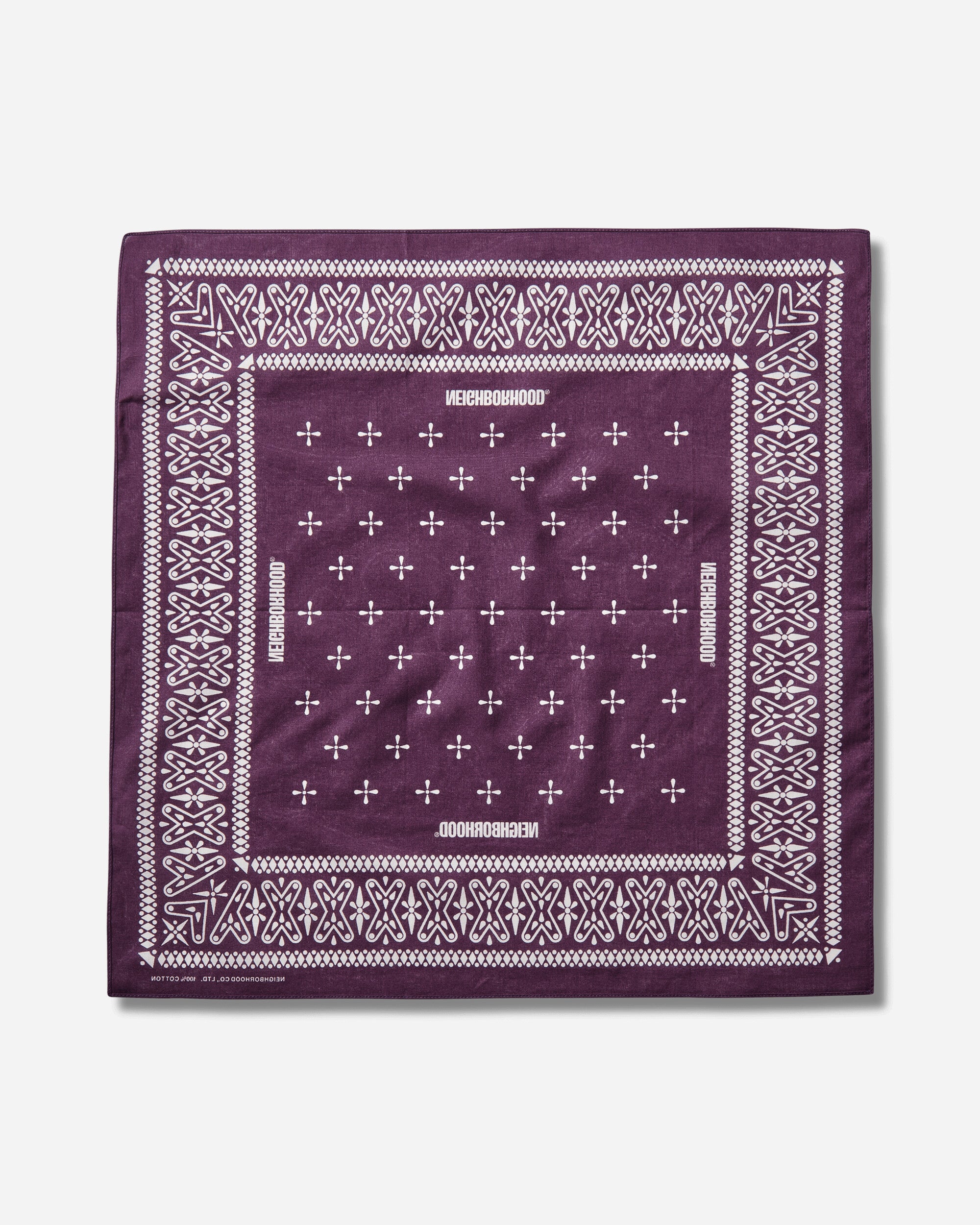 Neighborhood Cross Pattern Bandana Purple Gloves and Scarves Bandanas 261BXNH-AC01 PURPLE