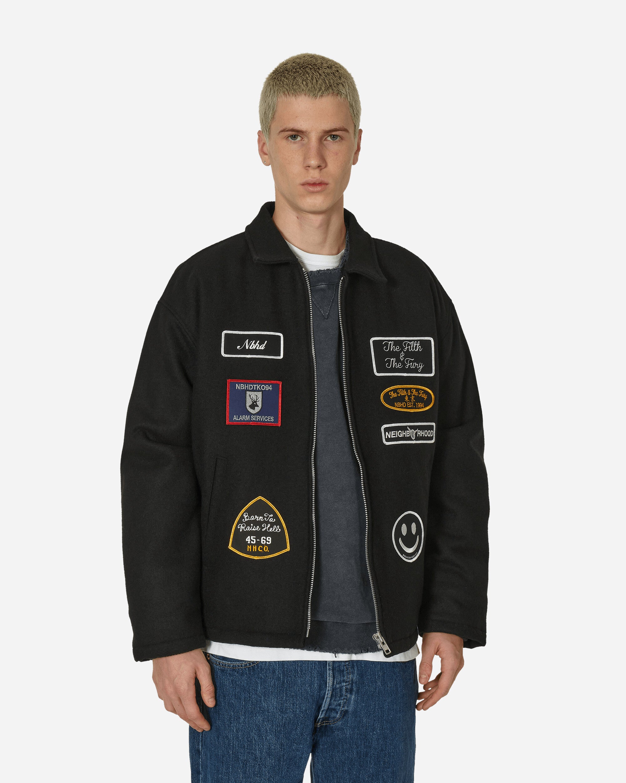 Melton Zip Up Jacket Black