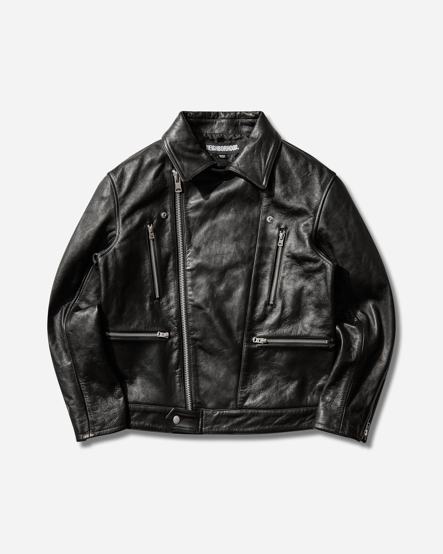 Neighborhood Leather Riders Jacket Black Coats and Jackets Leather Jackets 252SZNH-JKM05 BLACK