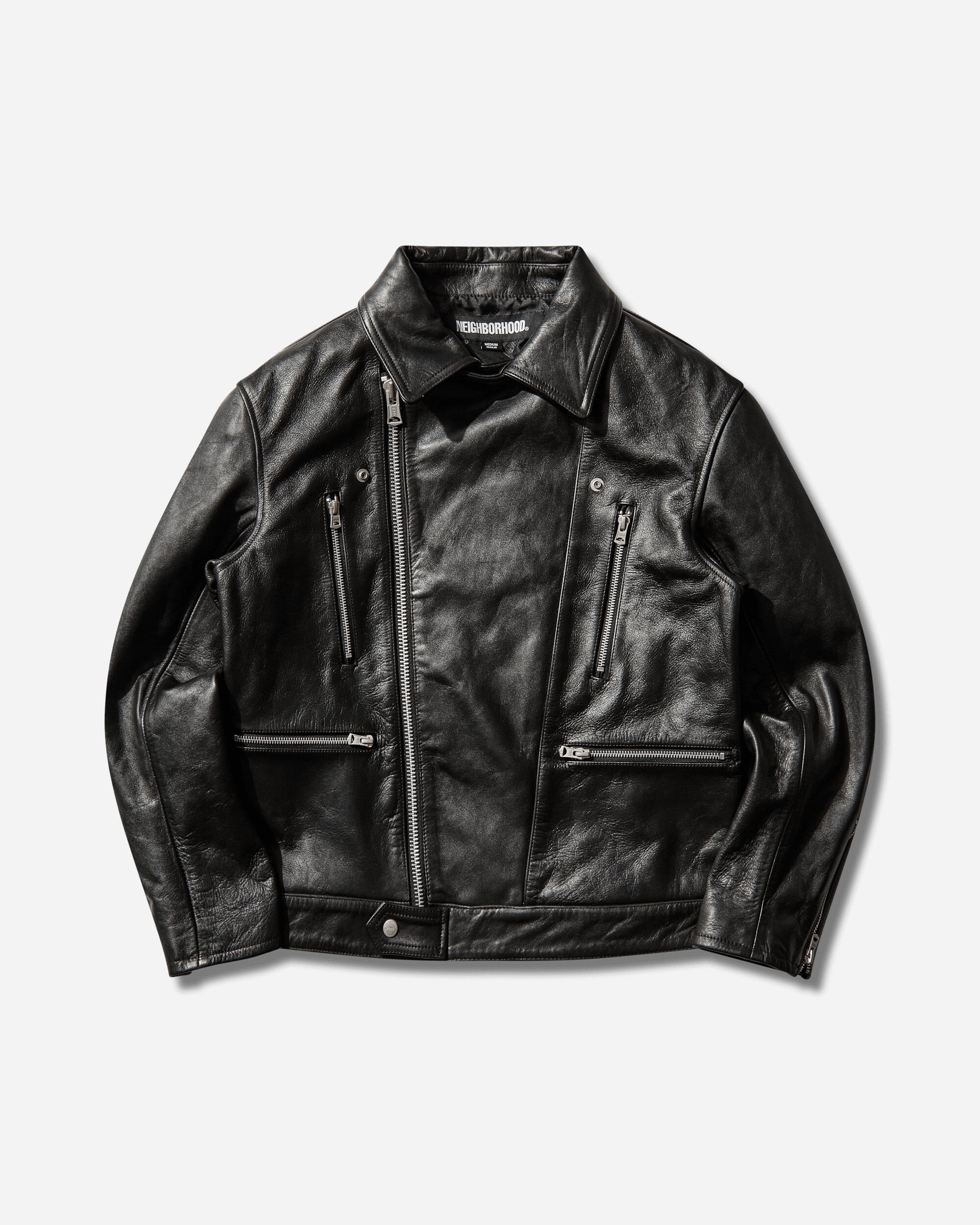 Neighborhood Leather Riders Jacket Black Coats and Jackets Leather Jackets 252SZNH-JKM05 BLACK