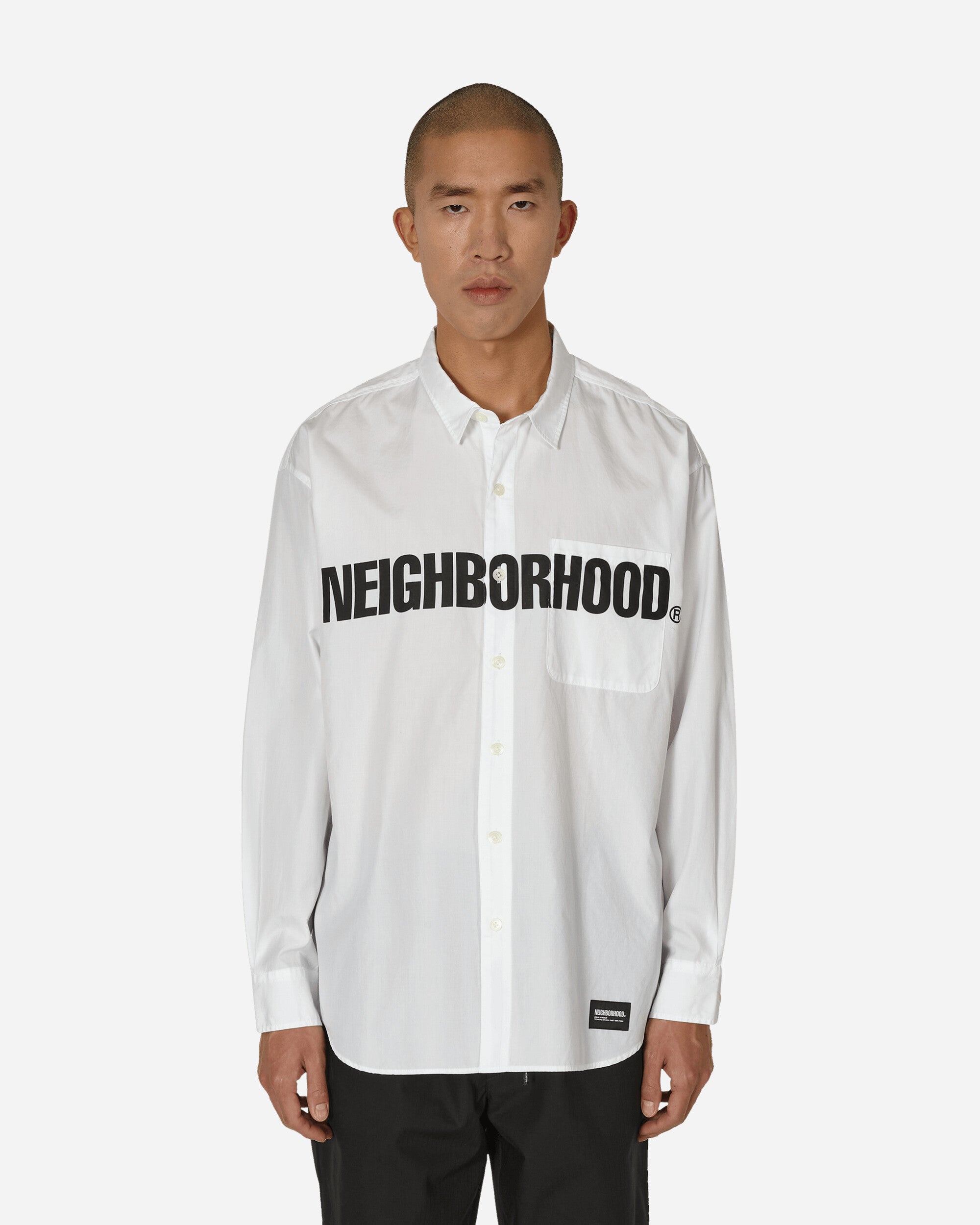 Neighborhood CI Print Longsleeve Shirt White   Slam Jam® Official