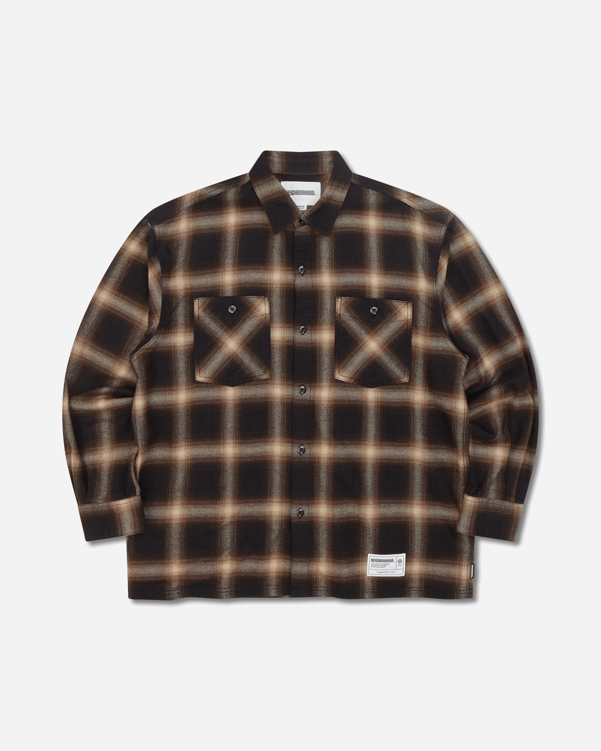 Neighborhood Hombre Check Shirt Ls Beige/Brown Shirts Longsleeve Shirt 262BENH-SHM01 BEBR
