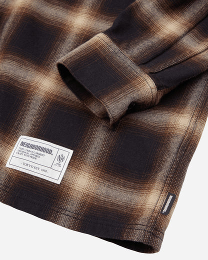 Neighborhood Hombre Check Shirt Ls Beige/Brown Shirts Longsleeve Shirt 262BENH-SHM01 BEBR