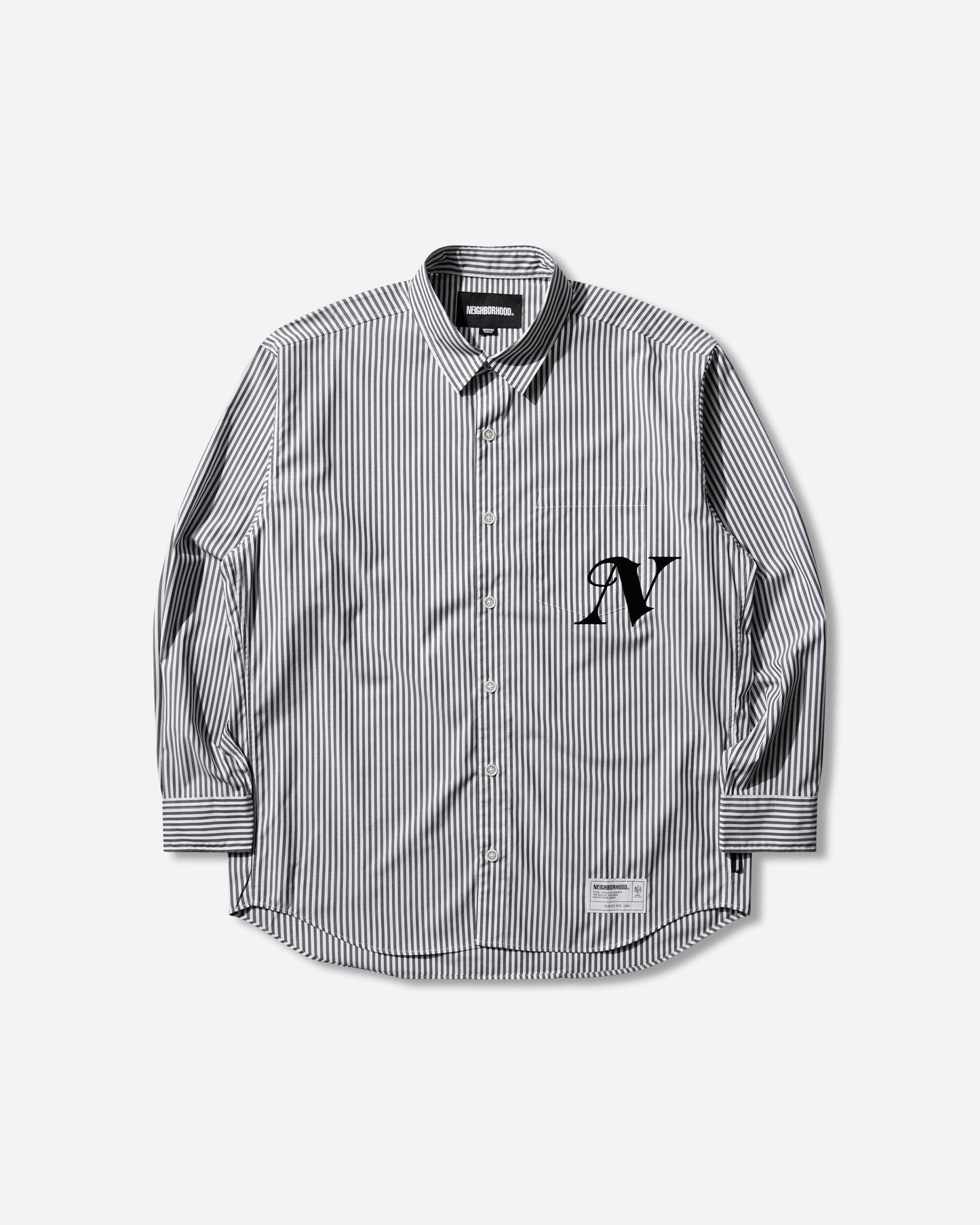 Neighborhood Stripe Shirt Ls Black Shirts Longsleeve Shirt 261SPNH-SHM04 BLACK