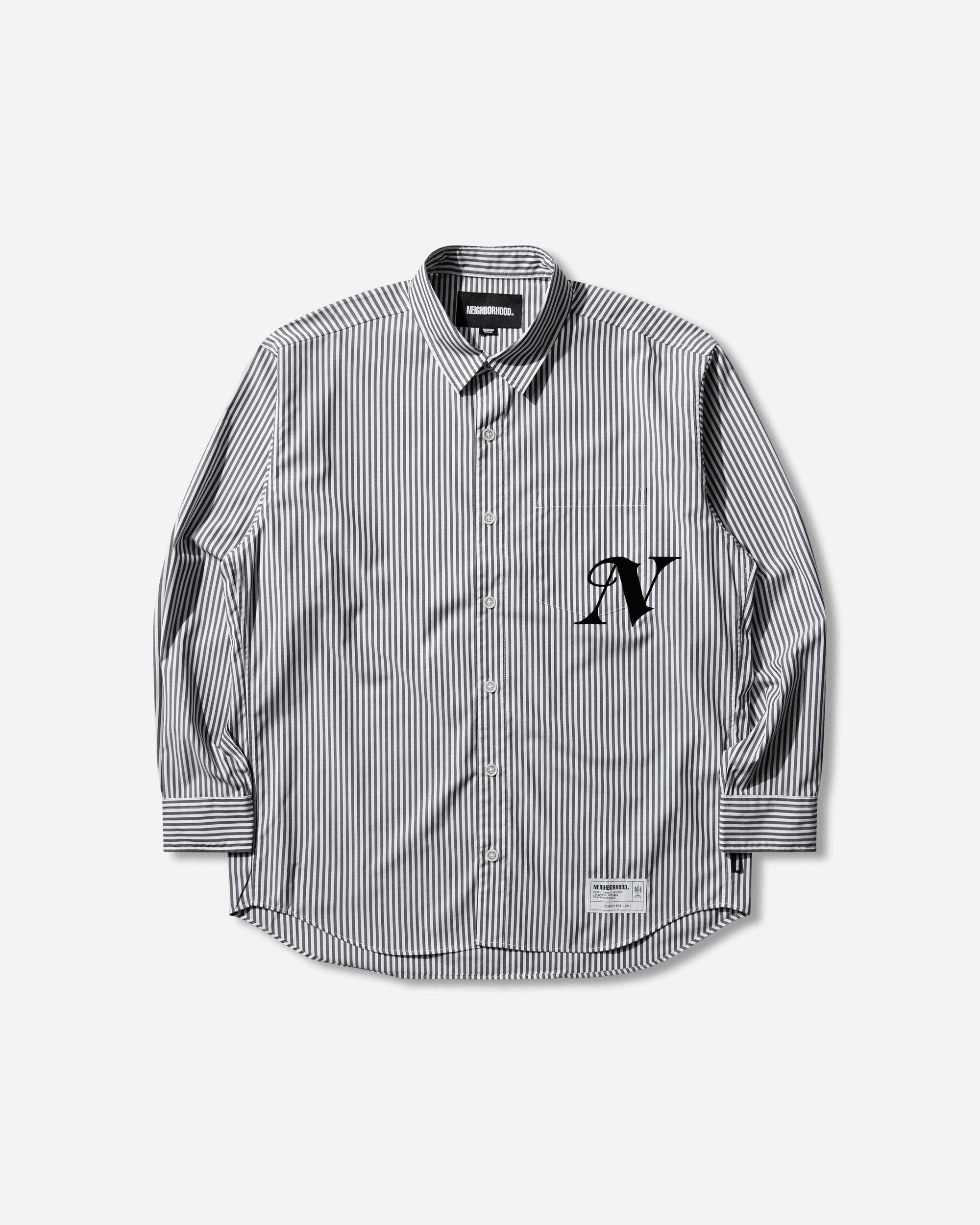 Neighborhood Stripe Shirt Ls Black Shirts Longsleeve Shirt 261SPNH-SHM04 BLACK