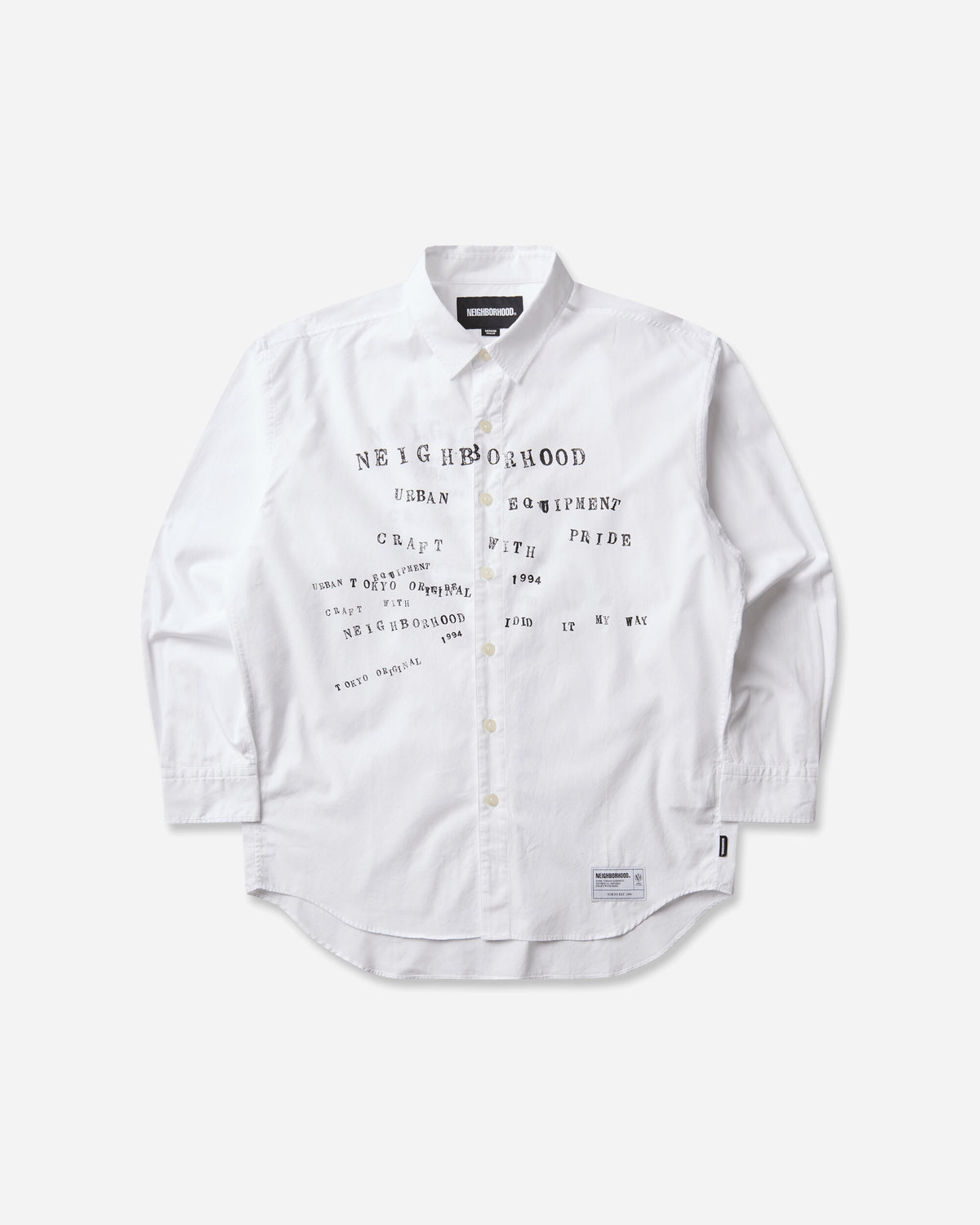 Neighborhood Typographic Shirt Ls White Shirts Longsleeve Shirt 262SPNH-SHM05 WHITE