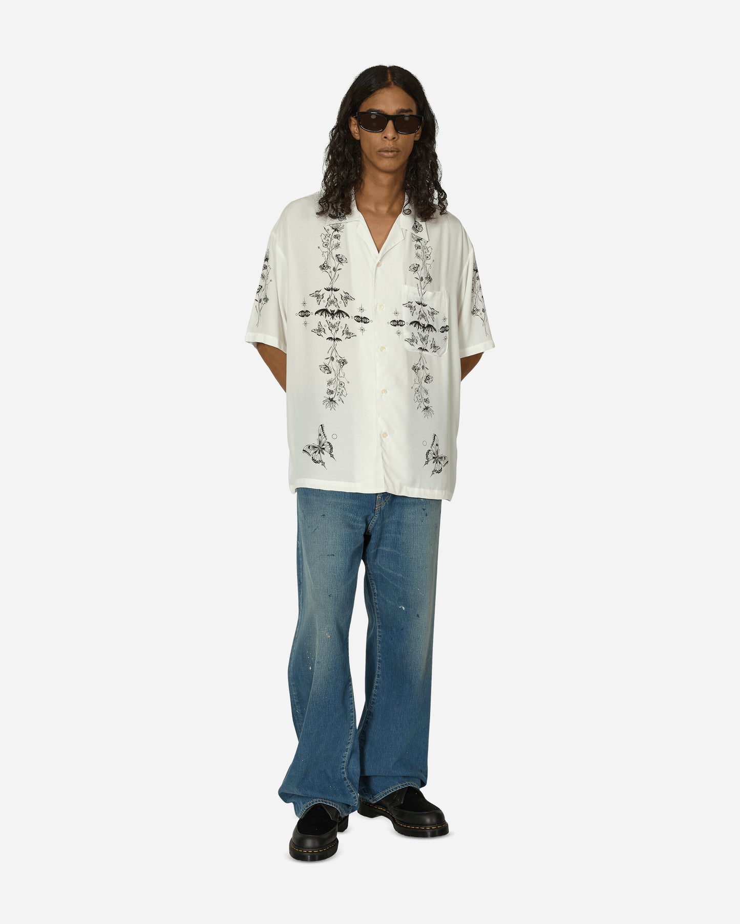 Neighborhood Nh x Dr Woo . Hawaiian Shirt Ss White Shirts Shortsleeve Shirt 241TSDWN-SHM01S WH