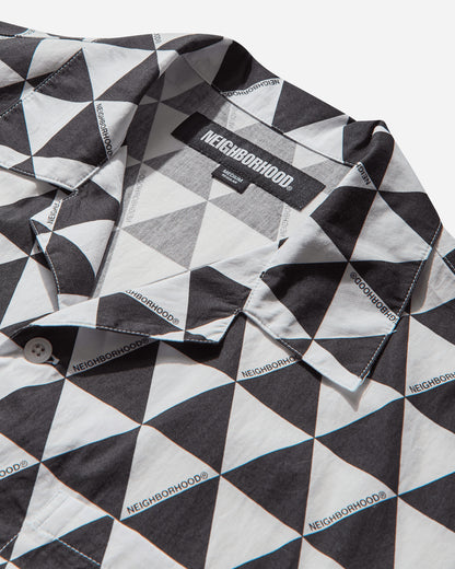 Neighborhood Triangle Pattern Hawaiian Shirt Ss White Shirts Shortsleeve Shirt 251TSNH-SHM12 WH