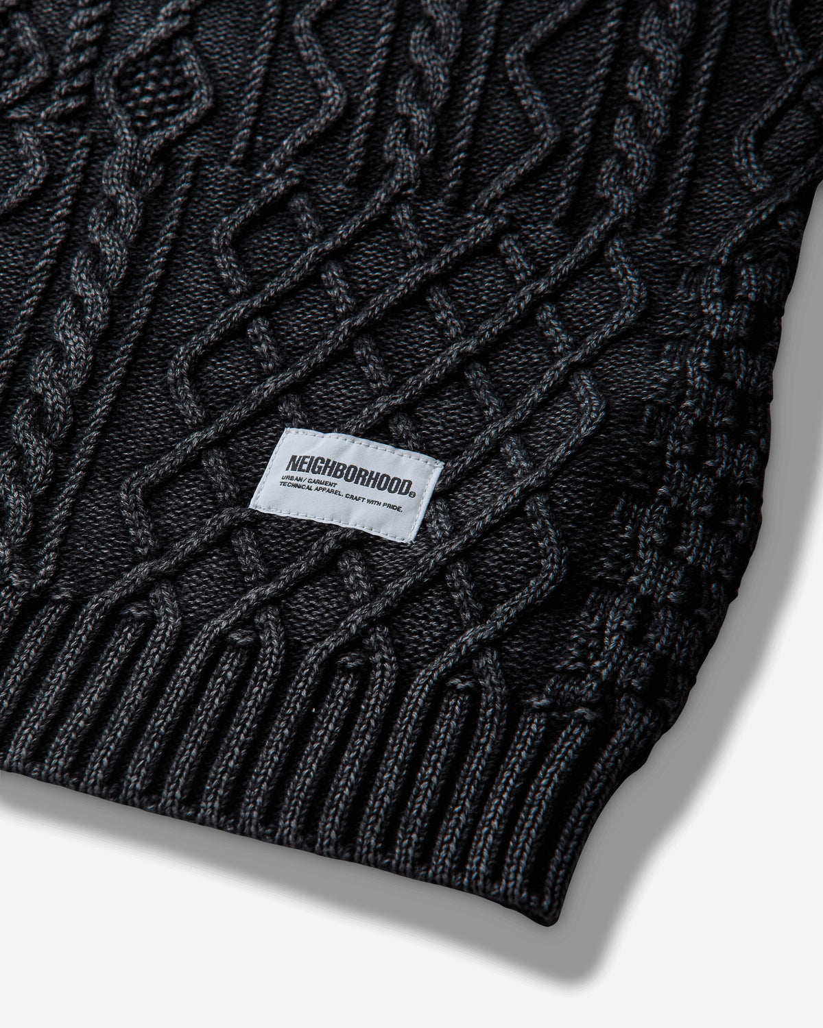 Neighborhood Washed Block Cable Sweater Black Knitwears Sweaters 26213NH-KNM04 BLACK