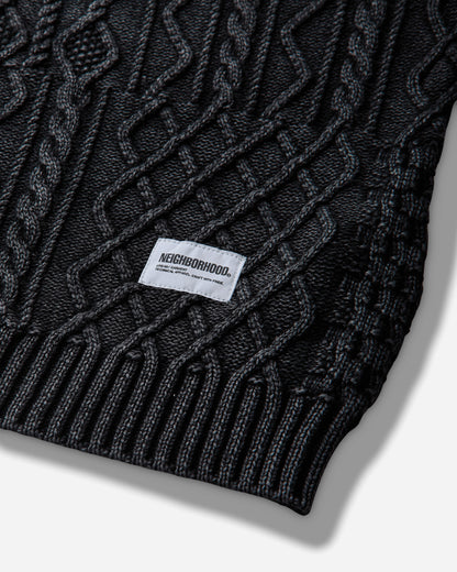 Neighborhood Washed Block Cable Sweater Black Knitwears Sweaters 26213NH-KNM04 BLACK