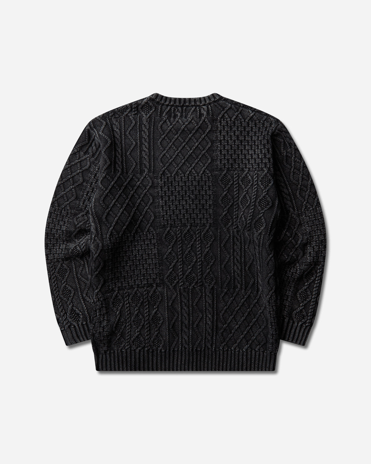 Neighborhood Washed Block Cable Sweater Black Knitwears Sweaters 26213NH-KNM04 BLACK