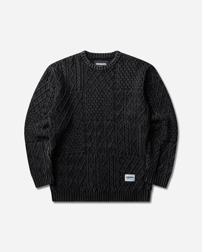 Neighborhood Washed Block Cable Sweater Black Knitwears Sweaters 26213NH-KNM04 BLACK