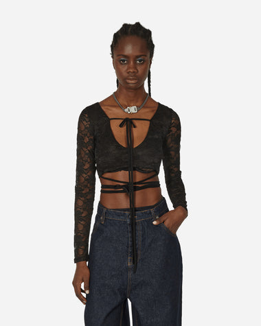 Nii Hai Wmns Lace Crop Top In Black Black T-Shirts Cropped TPS-LSCT BLK