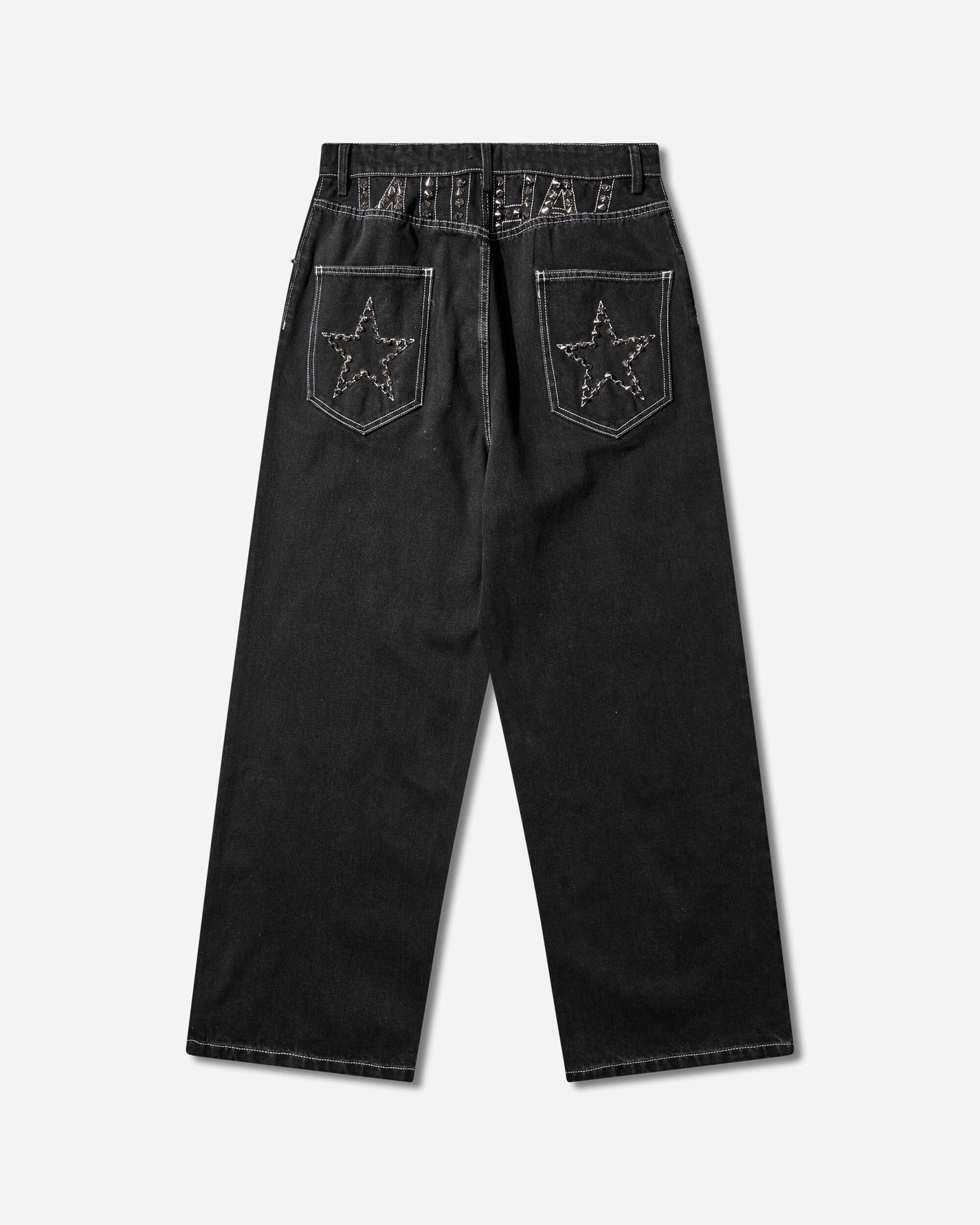 Nii Hai Wmns Baggy Jeans In Grey Wash With Studs Black Pants Denim AW23TRSBDBJ SPK