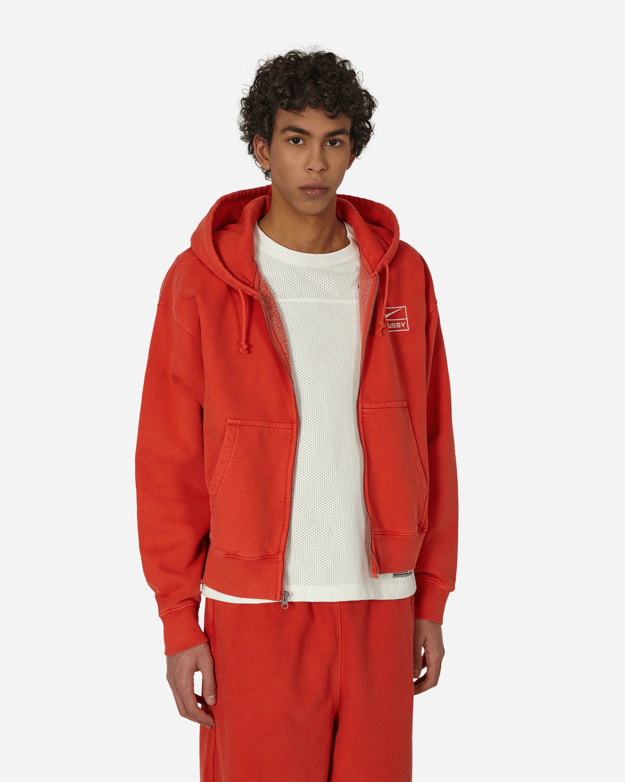 Nike Stüssy Full-Zip Fleece Hoodie Habanero Red - Slam Jam