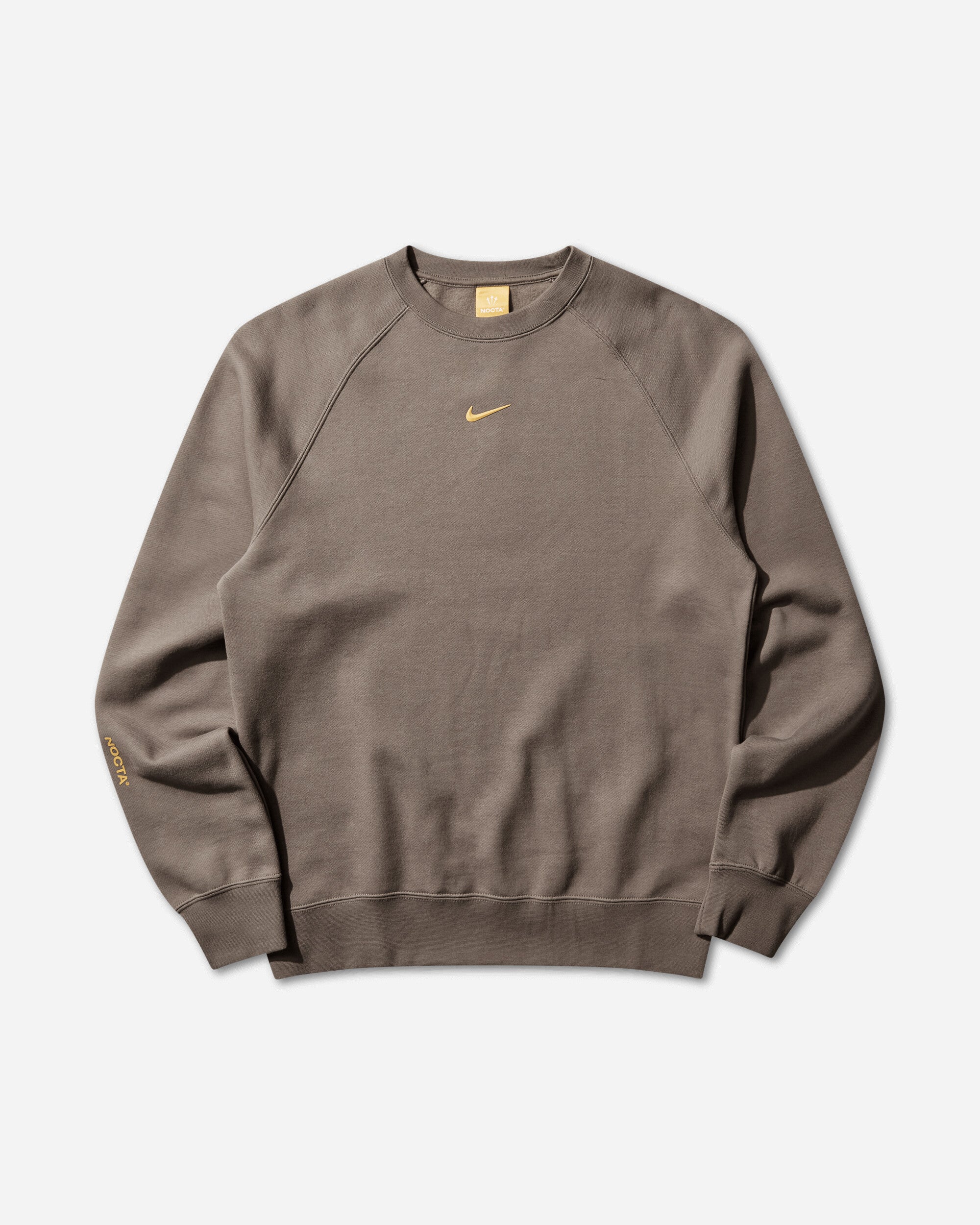 Nike Nocta Men's Fleece Cs Crew Olive Grey/Yellow Ochre T-Shirts Longsleeve FN8160-042