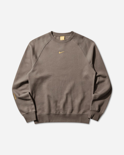 Nike Nocta Men's Fleece Cs Crew Olive Grey/Yellow Ochre T-Shirts Longsleeve FN8160-042