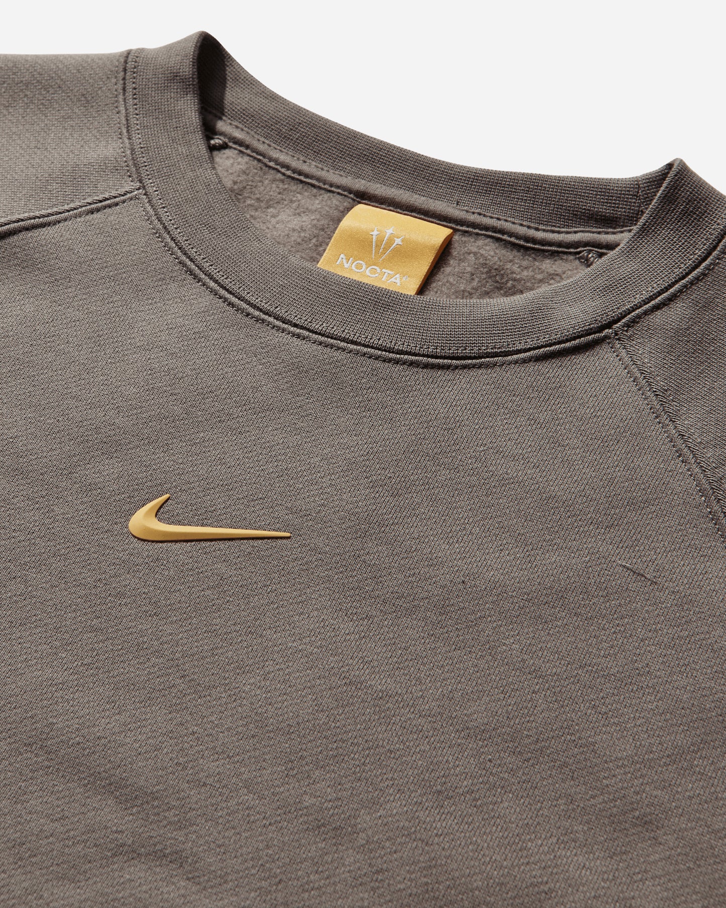 Nike Nocta Men's Fleece Cs Crew Olive Grey/Yellow Ochre T-Shirts Longsleeve FN8160-042