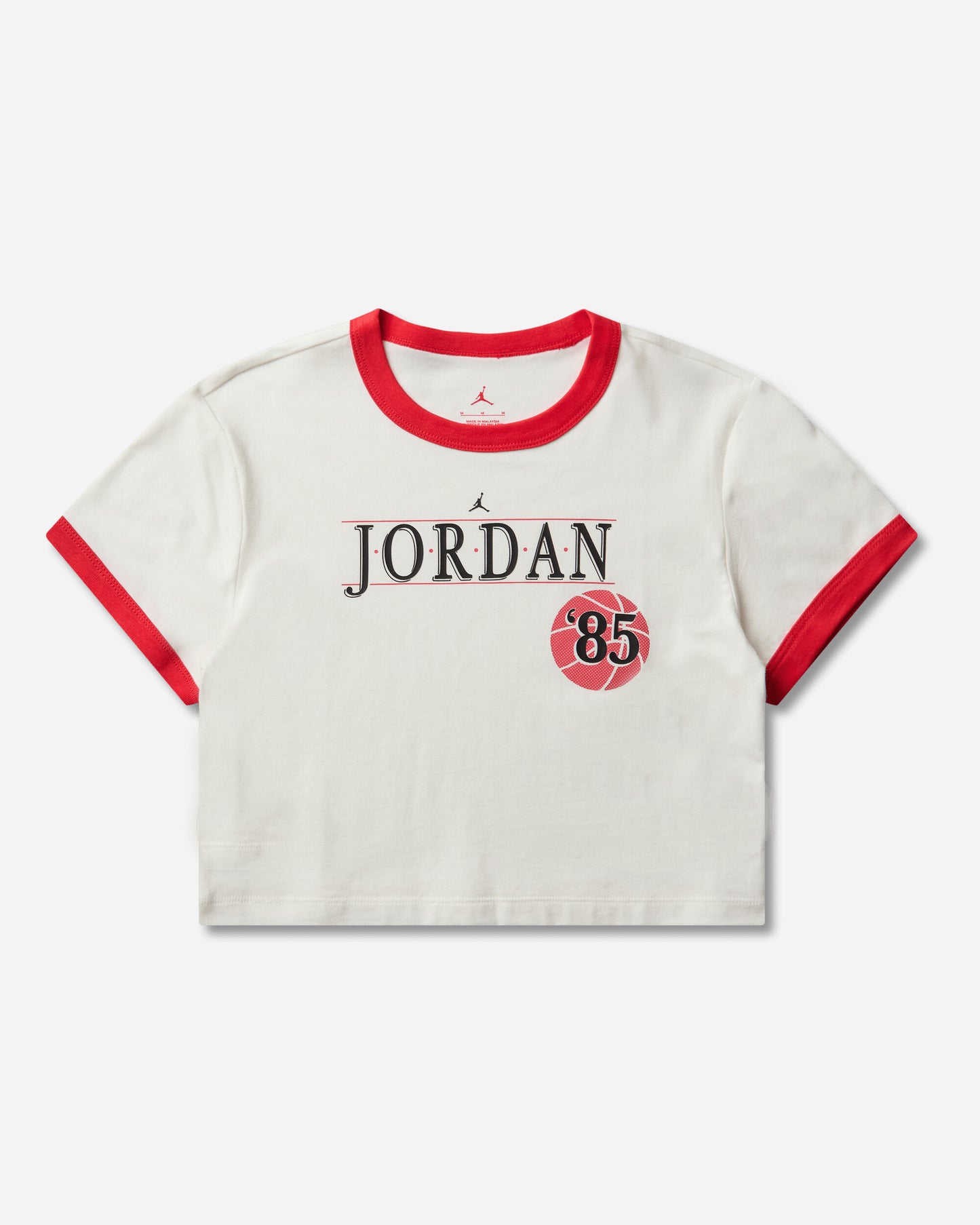 Nike Wmns W J Bball Word Ringer Tee Sail/Track Red T-Shirts Shortsleeve IW0874-133