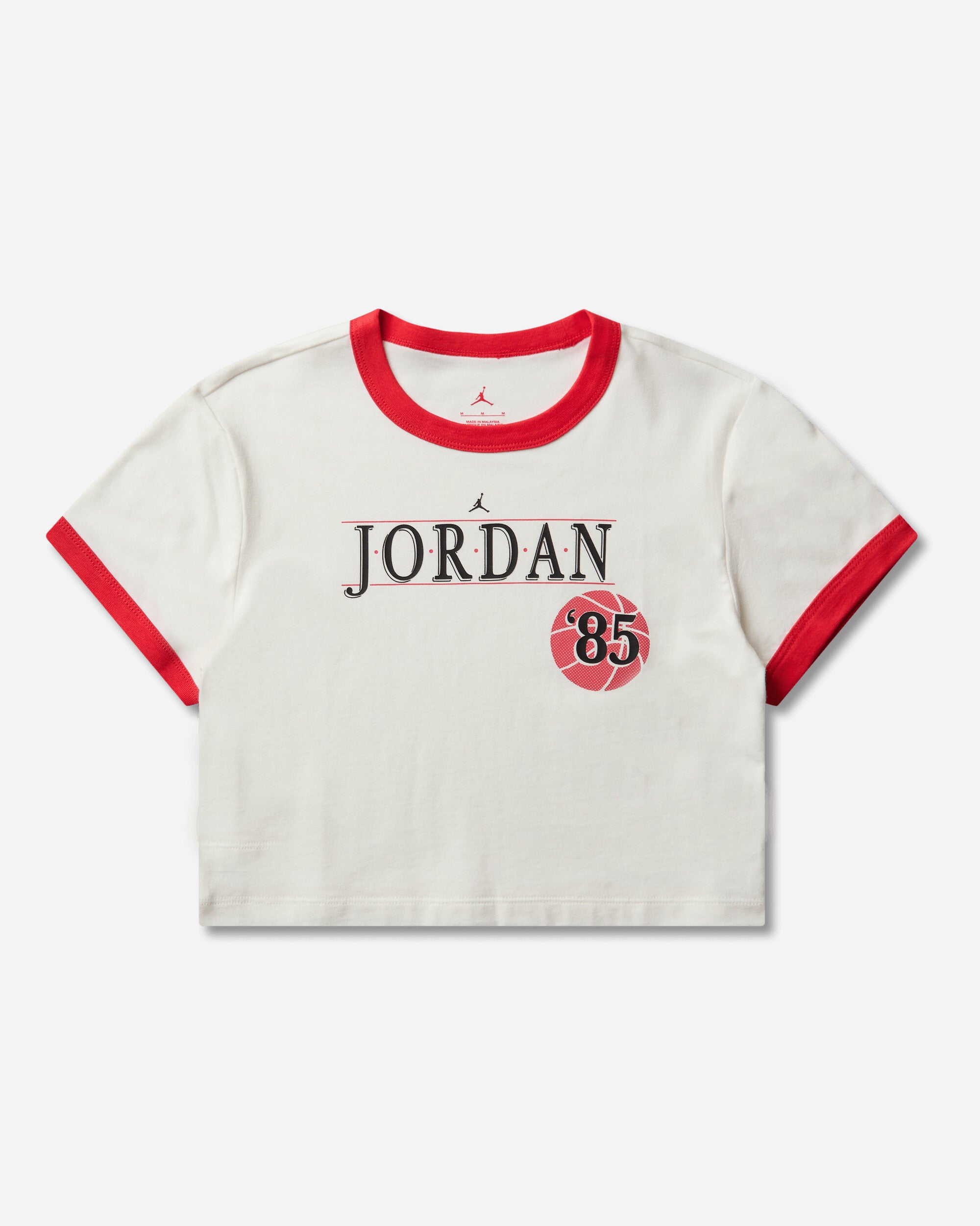 Nike Wmns W J Bball Word Ringer Tee Sail/Track Red T-Shirts Shortsleeve IW0874-133