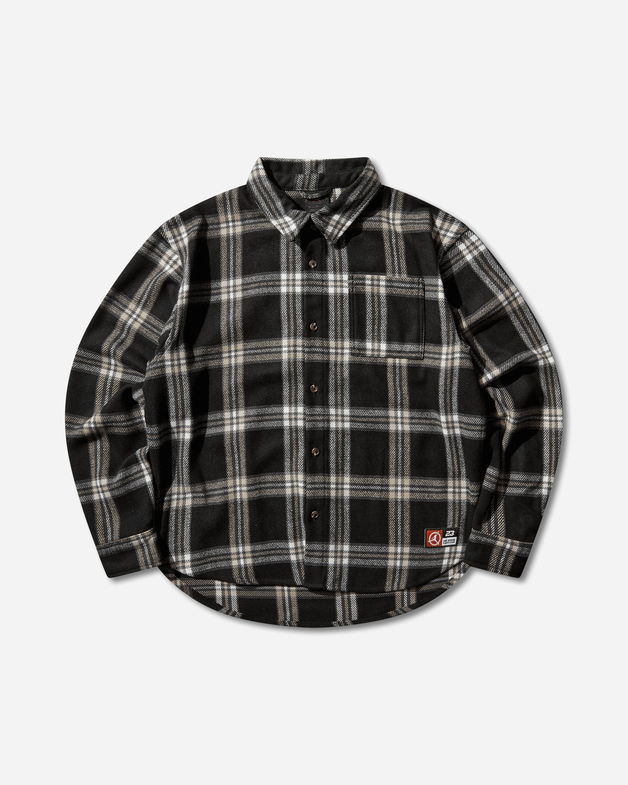 Nike Jordan Jordan Flight Men's Flannel Shirt Black/Pale Ivory T-Shirts Longsleeve IB1903-010