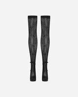 No Dress Wmns Velvet Bow Decoration High-Stretch Lace Mid-Calf Socks Black Underwear Socks NC16-BK BLACK