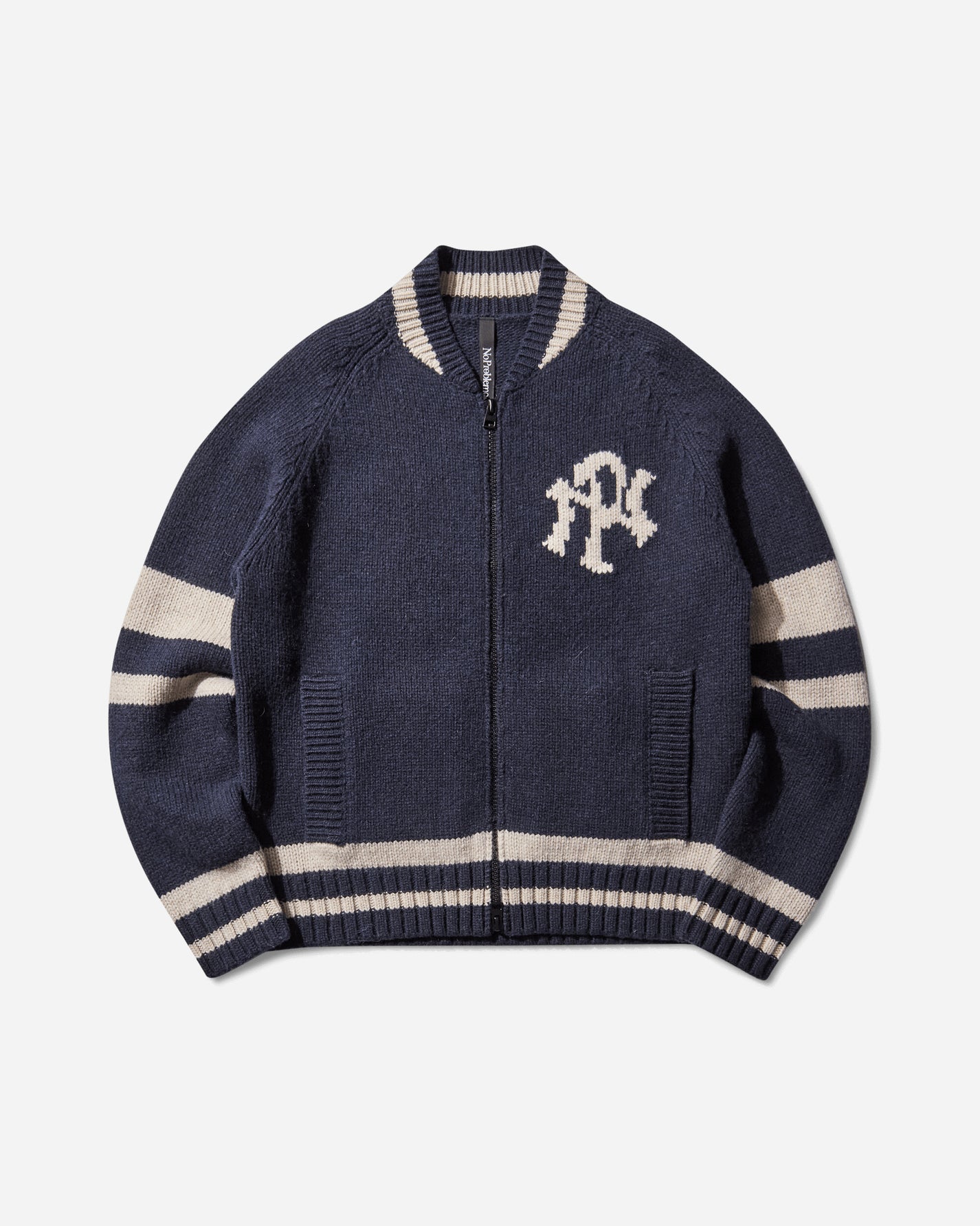 No Problemo Nyp Varsity Zip Thru Knit Navy Knitwears Sweaters NP2002004 NVY