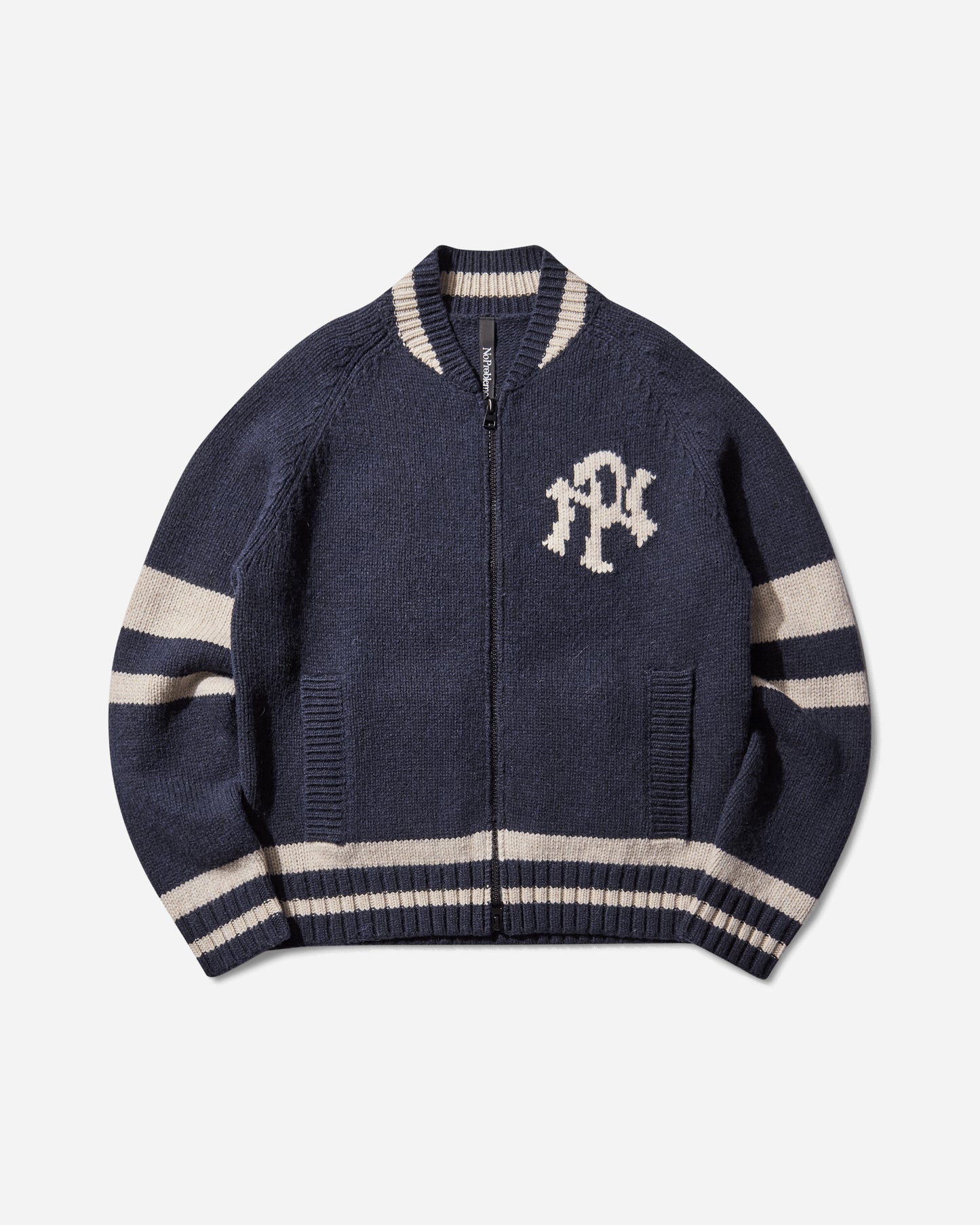 No Problemo Nyp Varsity Zip Thru Knit Navy Knitwears Sweaters NP2002004 NVY