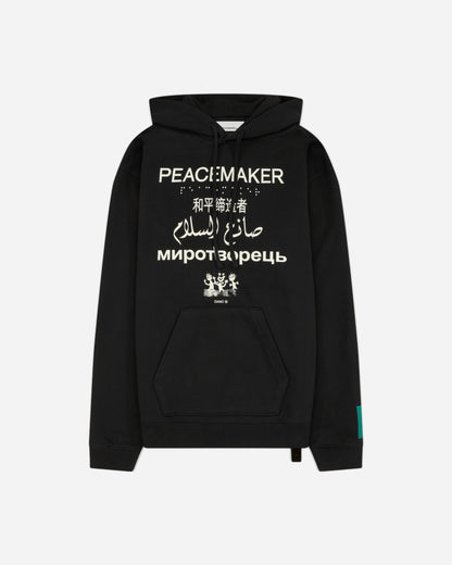 OAMC Peacemaker Loose Fit Hoodie Languages Print Black Sweatshirts Hoodies PCM2OH01EFT00299 99