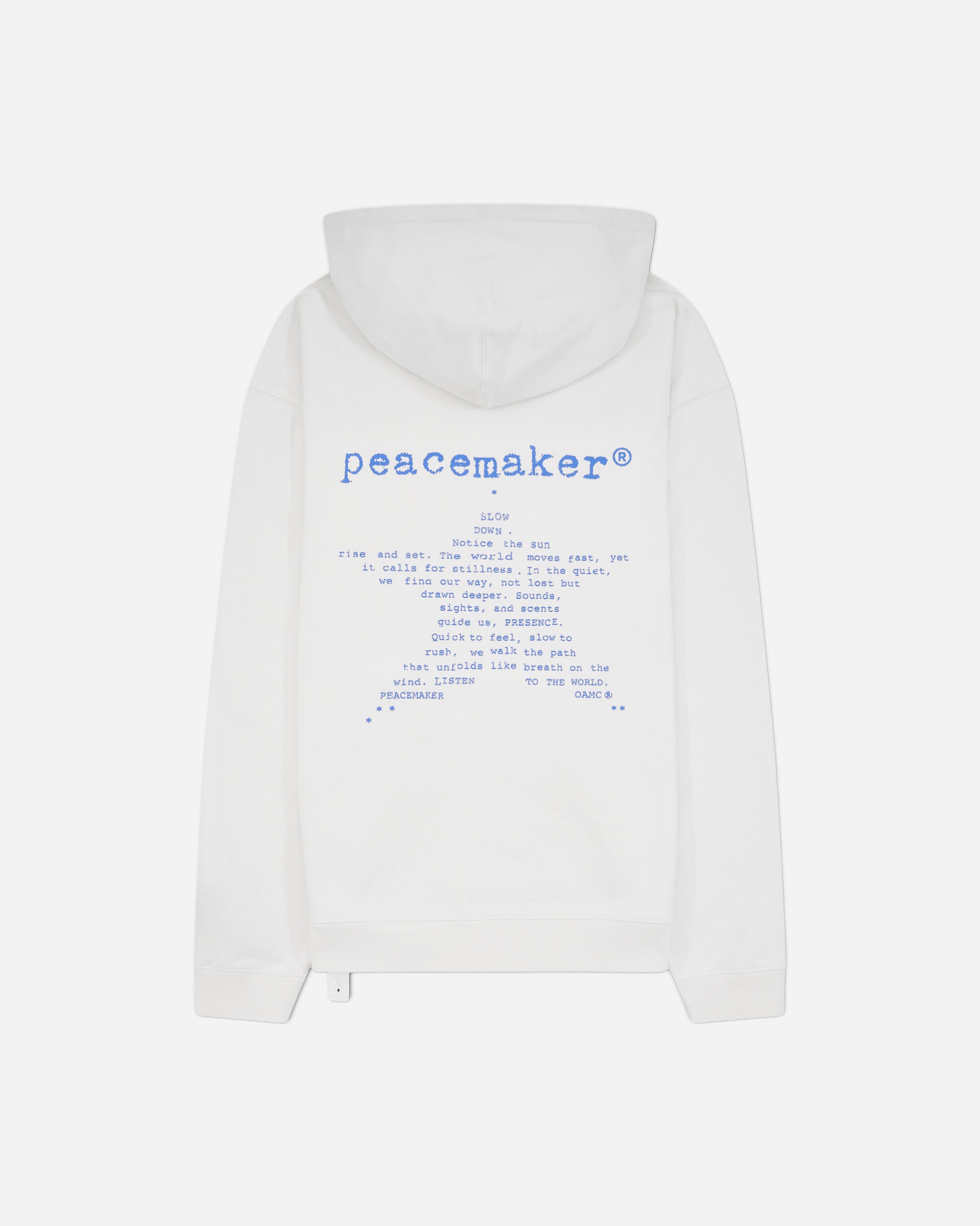 OAMC Peacemaker Loose Fit Hoodie Star Print White Sweatshirts Hoodies PCM2OH01LFT00201 01