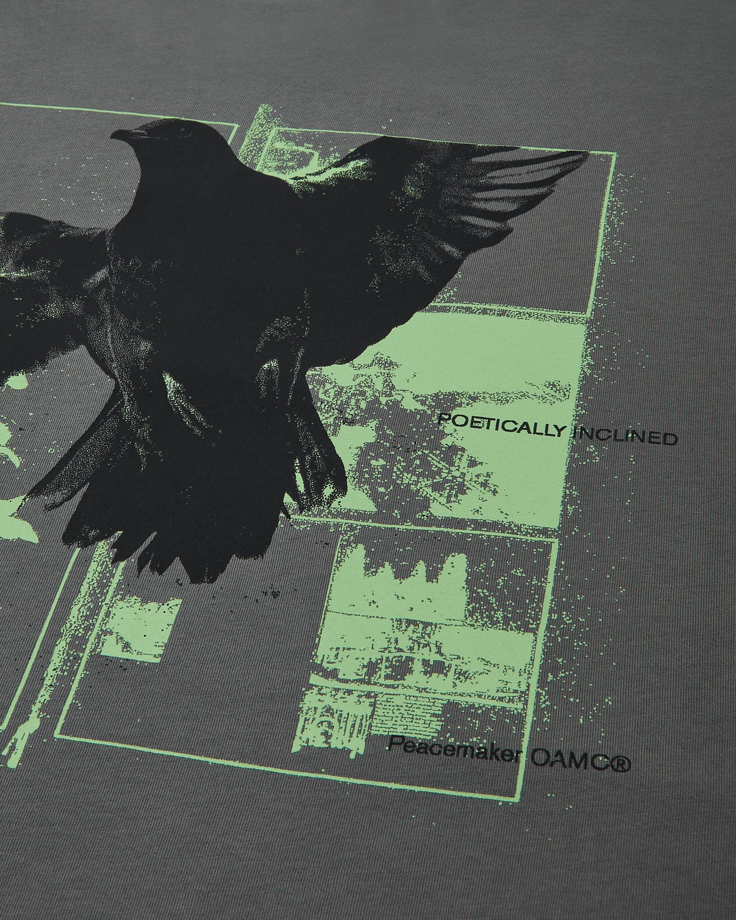 OAMC Peacemaker Regular Tee  Birds Print Gray T-Shirts Top PCM3OT01BJE001095 GRAY