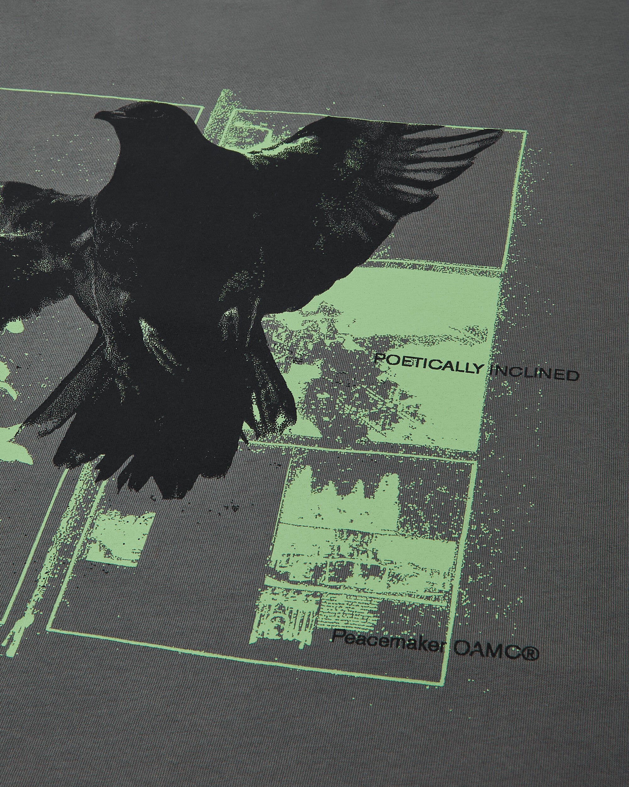 OAMC Peacemaker Regular Tee  Birds Print Gray T-Shirts Top PCM3OT01BJE001095 GRAY